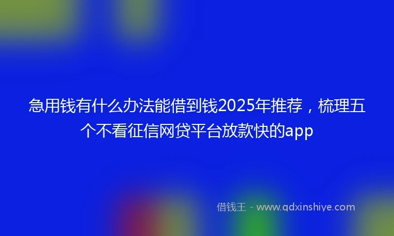 急用钱有什么办法能借到钱2025年推荐，梳理五个不看征信网贷平台放款快的app