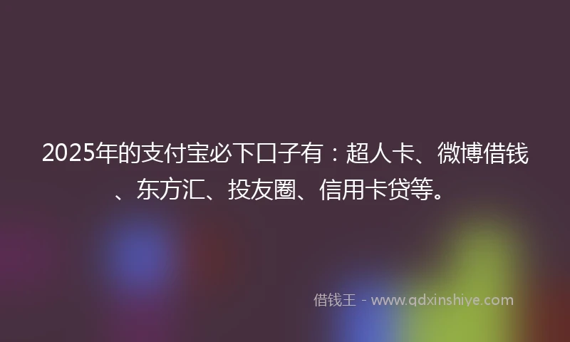 2025年的支付宝必下口子有：超人卡、微博借钱、东方汇、投友圈、信用卡贷等。