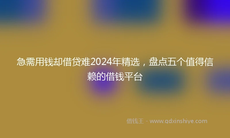 急需用钱却借贷难2024年精选，盘点五个值得信赖的借钱平台