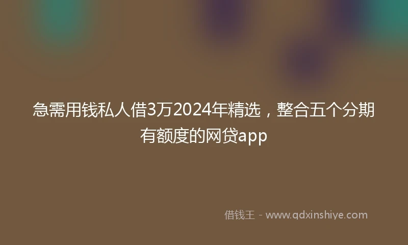 急需用钱私人借3万2024年精选，整合五个分期有额度的网贷app