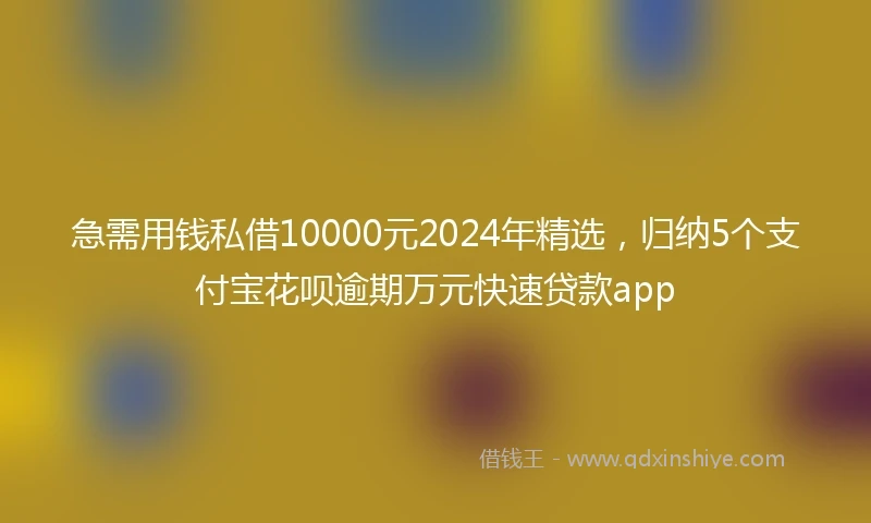 急需用钱私借10000元2024年精选，归纳5个支付宝花呗逾期万元快速贷款app