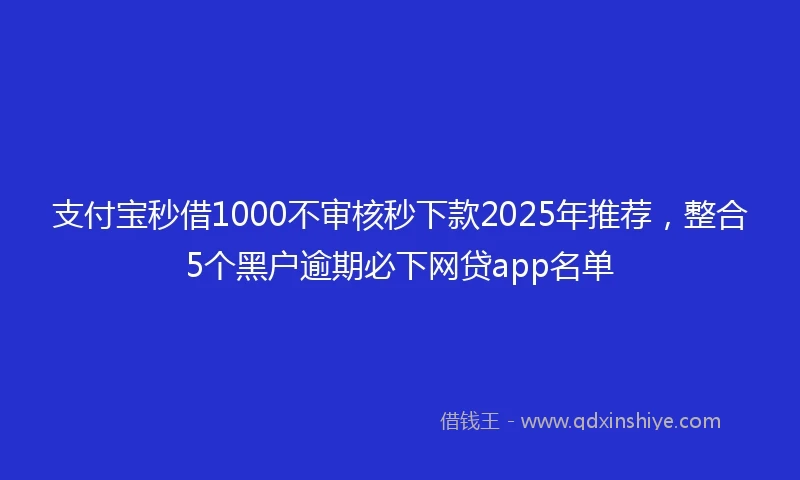 支付宝秒借1000不审核秒下款2025年推荐，整合5个黑户逾期必下网贷app名单