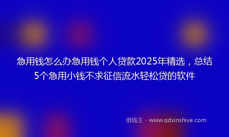 急用钱怎么办急用钱个人贷款2025年精选，总结5个急用小钱不求征信流水轻松贷的软件
