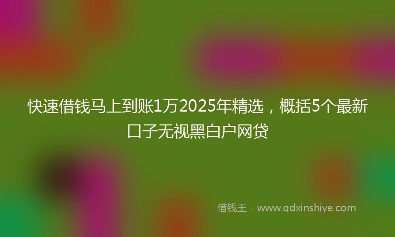 快速借钱马上到账1万2025年精选，概括5个最新口子无视黑白户网贷