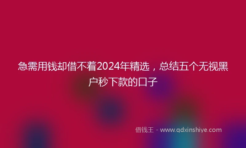 急需用钱却借不着2024年精选，总结五个无视黑户秒下款的口子