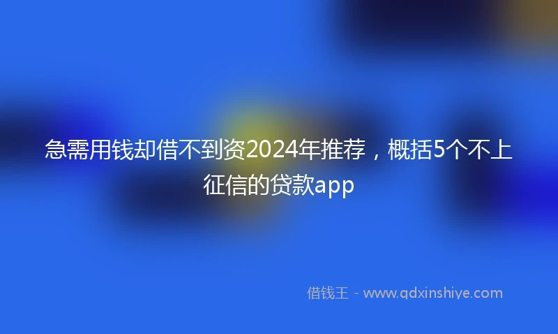 急需用钱却借不到资2024年推荐，概括5个不上征信的贷款app