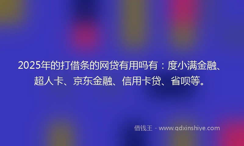 2025年的打借条的网贷有用吗有：度小满金融、超人卡、京东金融、信用卡贷、省呗等。
