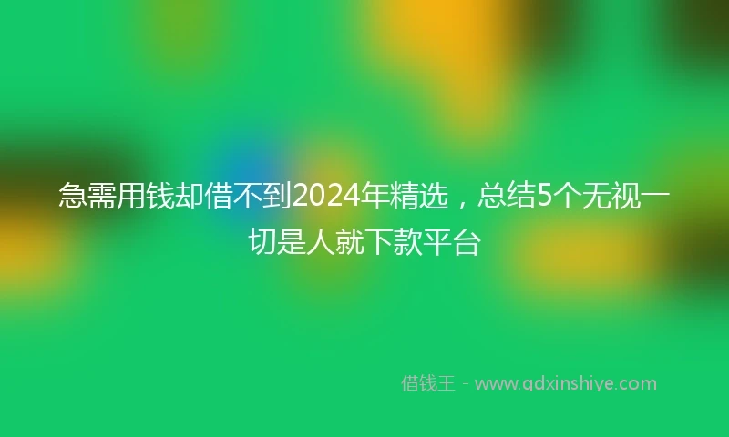 急需用钱却借不到2024年精选，总结5个无视一切是人就下款平台