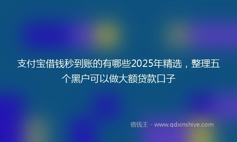 支付宝借钱秒到账的有哪些2025年精选，整理五个黑户可以做大额贷款口子