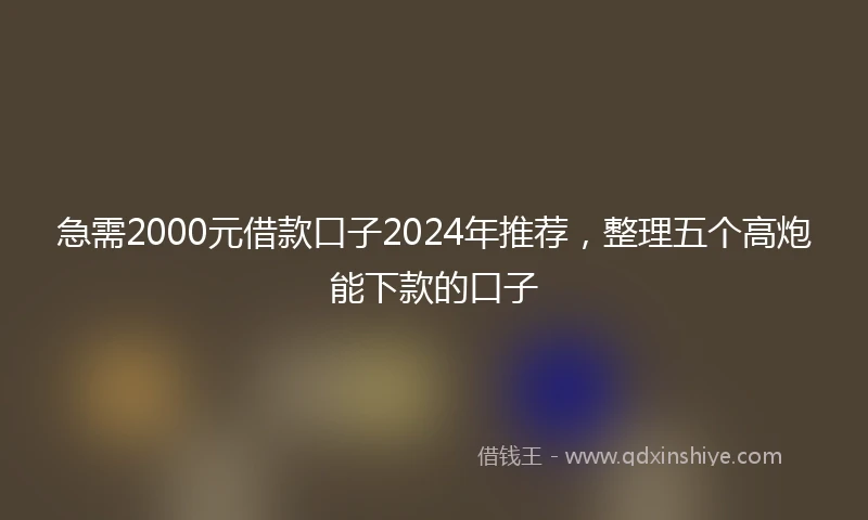 急需2000元借款口子2024年推荐，整理五个高炮能下款的口子