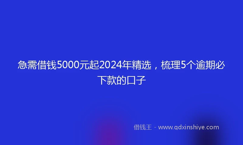 急需借钱5000元起2024年精选，梳理5个逾期必下款的口子
