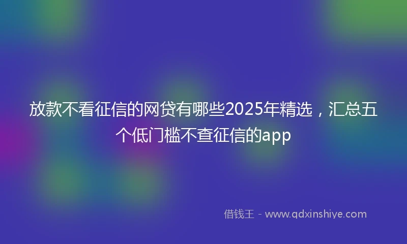 放款不看征信的网贷有哪些2025年精选，汇总五个低门槛不查征信的app