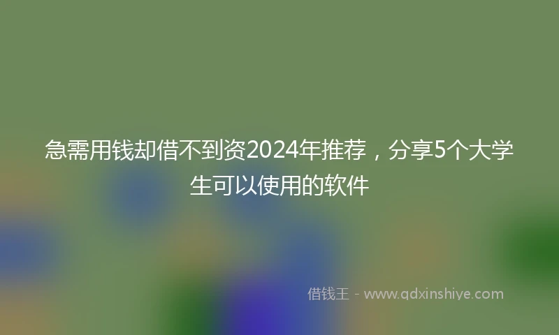 急需用钱却借不到资2024年推荐，分享5个大学生可以使用的软件