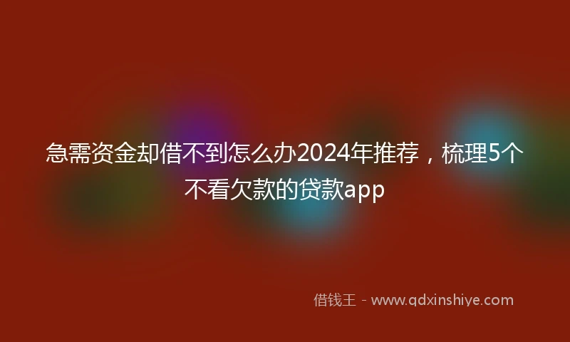 急需资金却借不到怎么办2024年推荐，梳理5个不看欠款的贷款app