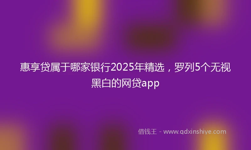 惠享贷属于哪家银行2025年精选，罗列5个无视黑白的网贷app