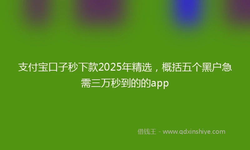 支付宝口子秒下款2025年精选，概括五个黑户急需三万秒到的的app