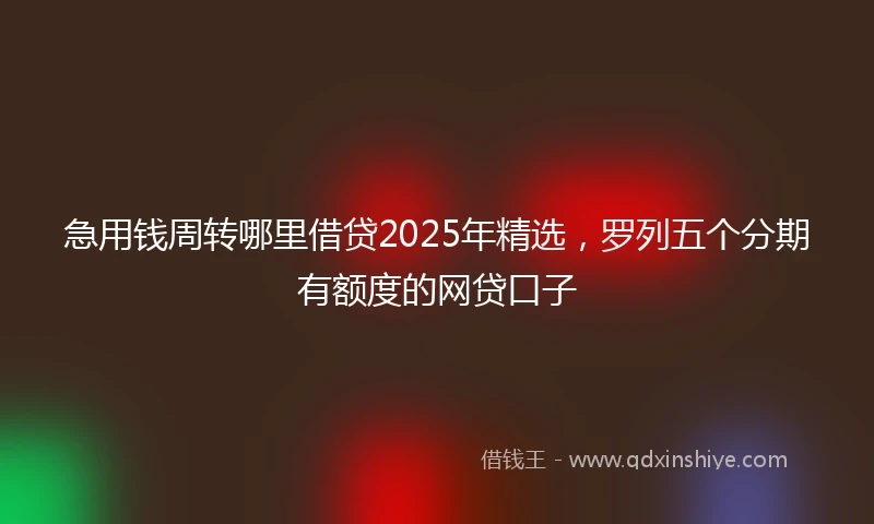 急用钱周转哪里借贷2025年精选，罗列五个分期有额度的网贷口子
