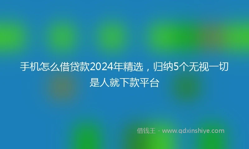 手机怎么借贷款2024年精选，归纳5个无视一切是人就下款平台