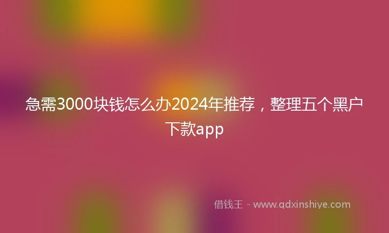 急需3000块钱怎么办2024年推荐，整理五个黑户下款app