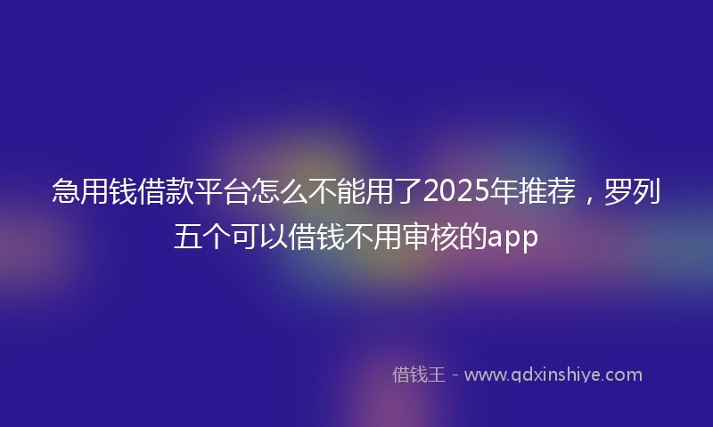 急用钱借款平台怎么不能用了2025年推荐，罗列五个可以借钱不用审核的app
