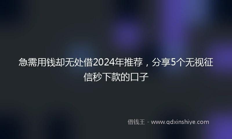 急需用钱却无处借2024年推荐，分享5个无视征信秒下款的口子
