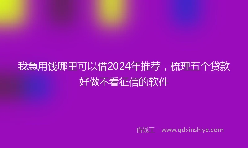 我急用钱哪里可以借2024年推荐，梳理五个贷款好做不看征信的软件