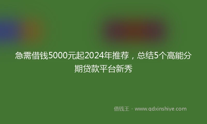 急需借钱5000元起2024年推荐，总结5个高能分期贷款平台新秀