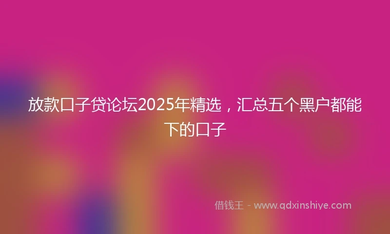 放款口子贷论坛2025年精选，汇总五个黑户都能下的口子