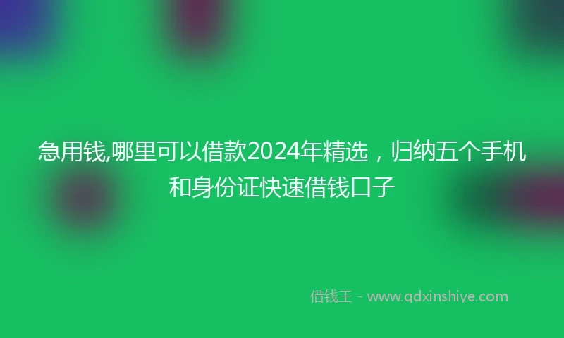 急用钱,哪里可以借款2024年精选，归纳五个手机和身份证快速借钱口子
