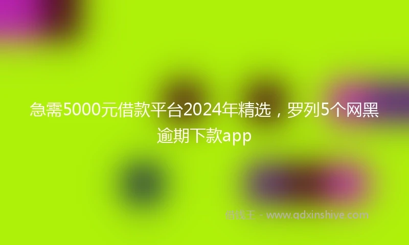 急需5000元借款平台2024年精选，罗列5个网黑逾期下款app