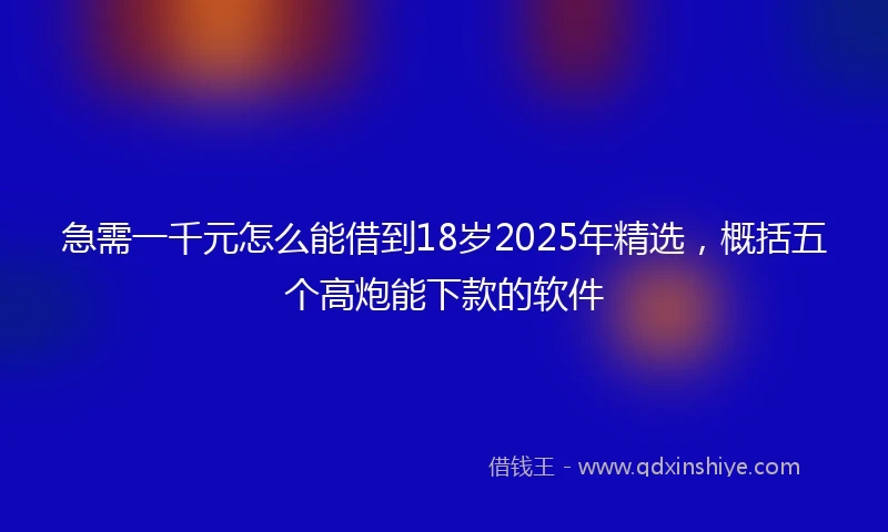 急需一千元怎么能借到18岁2025年精选，概括五个高炮能下款的软件