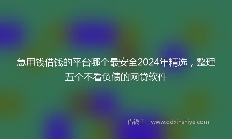 急用钱借钱的平台哪个最安全2024年精选，整理五个不看负债的网贷软件