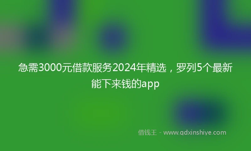 急需3000元借款服务2024年精选，罗列5个最新能下来钱的app