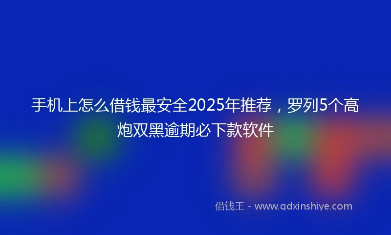 手机上怎么借钱最安全2025年推荐，罗列5个高炮双黑逾期必下款软件
