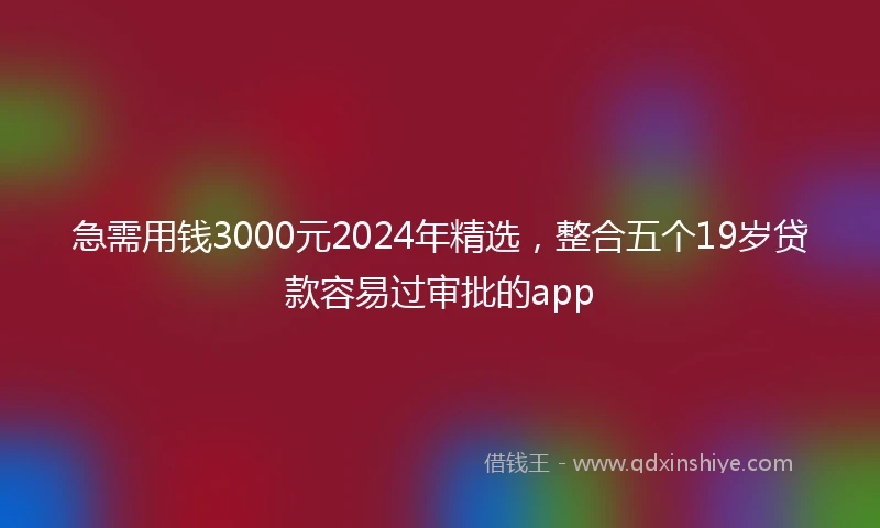 急需用钱3000元2024年精选，整合五个19岁贷款容易过审批的app