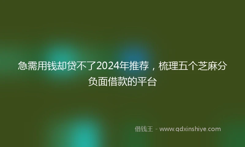 急需用钱却贷不了2024年推荐，梳理五个芝麻分负面借款的平台