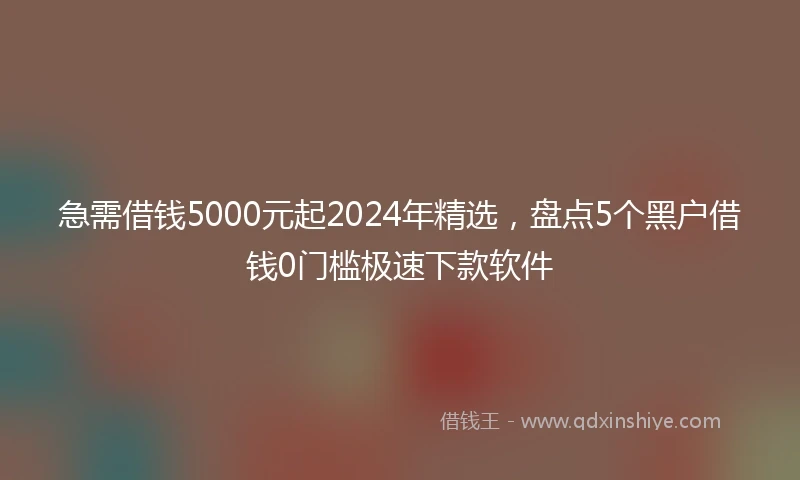 急需借钱5000元起2024年精选，盘点5个黑户借钱0门槛极速下款软件
