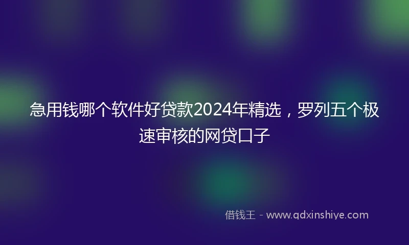 急用钱哪个软件好贷款2024年精选，罗列五个极速审核的网贷口子