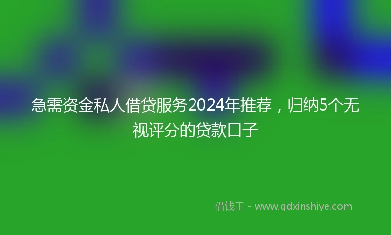 急需资金私人借贷服务2024年推荐，归纳5个无视评分的贷款口子