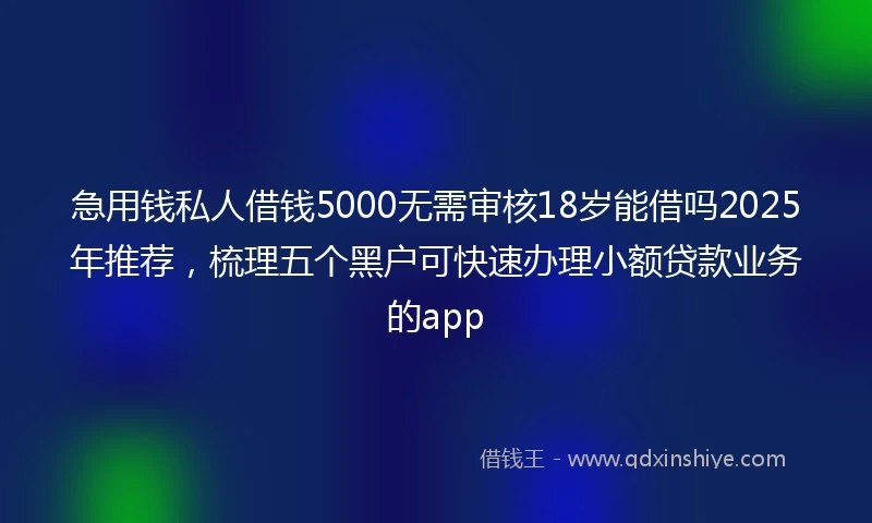 急用钱私人借钱5000无需审核18岁能借吗2025年推荐，梳理五个黑户可快速办理小额贷款业务的app