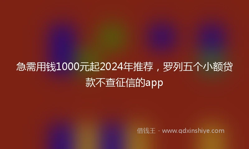 急需用钱1000元起2024年推荐，罗列五个小额贷款不查征信的app