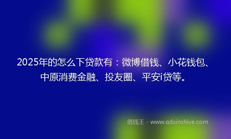 2025年的怎么下贷款有：微博借钱、小花钱包、中原消费金融、投友圈、平安i贷等。