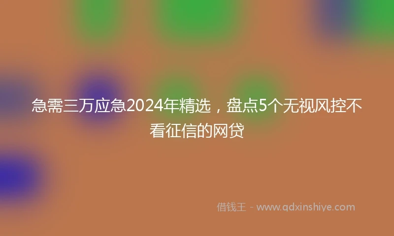 急需三万应急2024年精选，盘点5个无视风控不看征信的网贷
