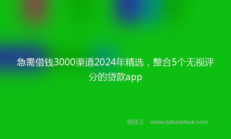 急需借钱3000渠道2024年精选，整合5个无视评分的贷款app
