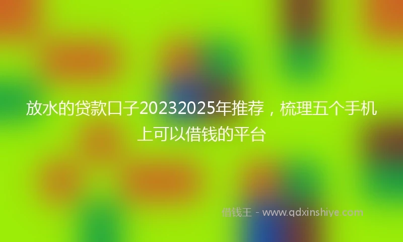 放水的贷款口子20232025年推荐，梳理五个手机上可以借钱的平台