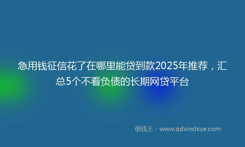 急用钱征信花了在哪里能贷到款2025年推荐，汇总5个不看负债的长期网贷平台