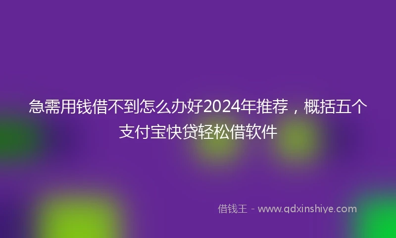 急需用钱借不到怎么办好2024年推荐，概括五个支付宝快贷轻松借软件