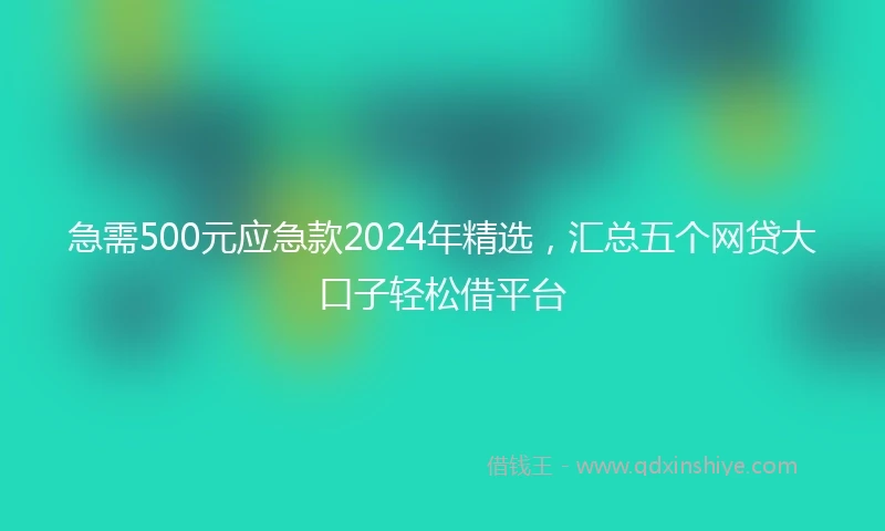 急需500元应急款2024年精选，汇总五个网贷大口子轻松借平台