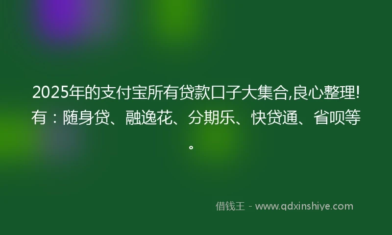 2025年的支付宝所有贷款口子大集合,良心整理!有：随身贷、融逸花、分期乐、快贷通、省呗等。