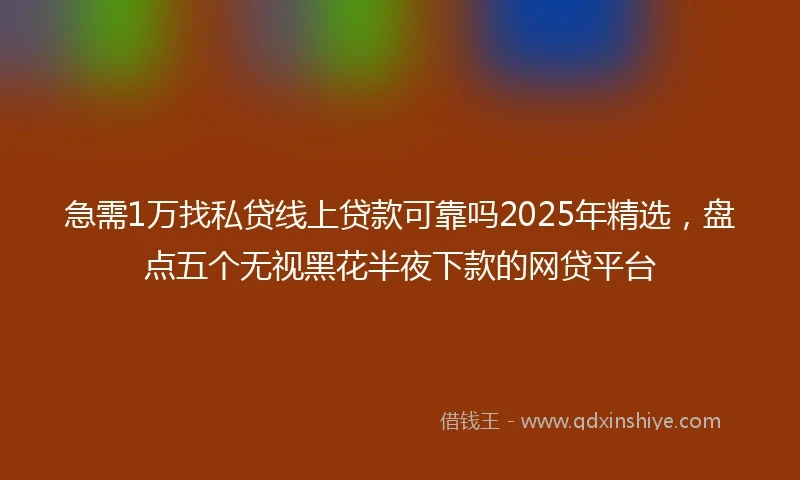 急需1万找私贷线上贷款可靠吗2025年精选，盘点五个无视黑花半夜下款的网贷平台